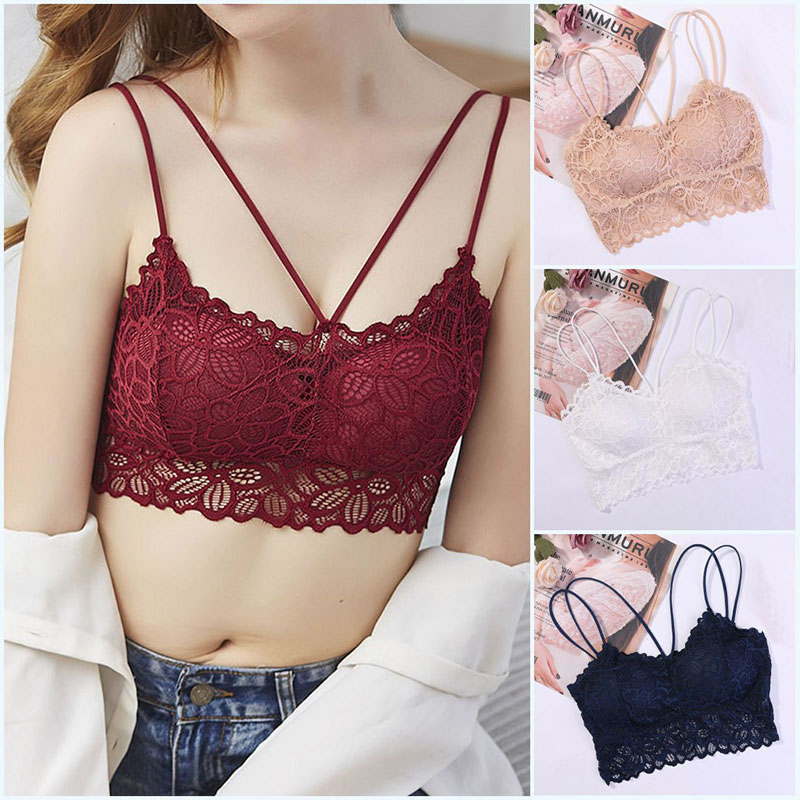 Women's Floral Lace Bralette Wirefree Breathable Crop Top Unpadded