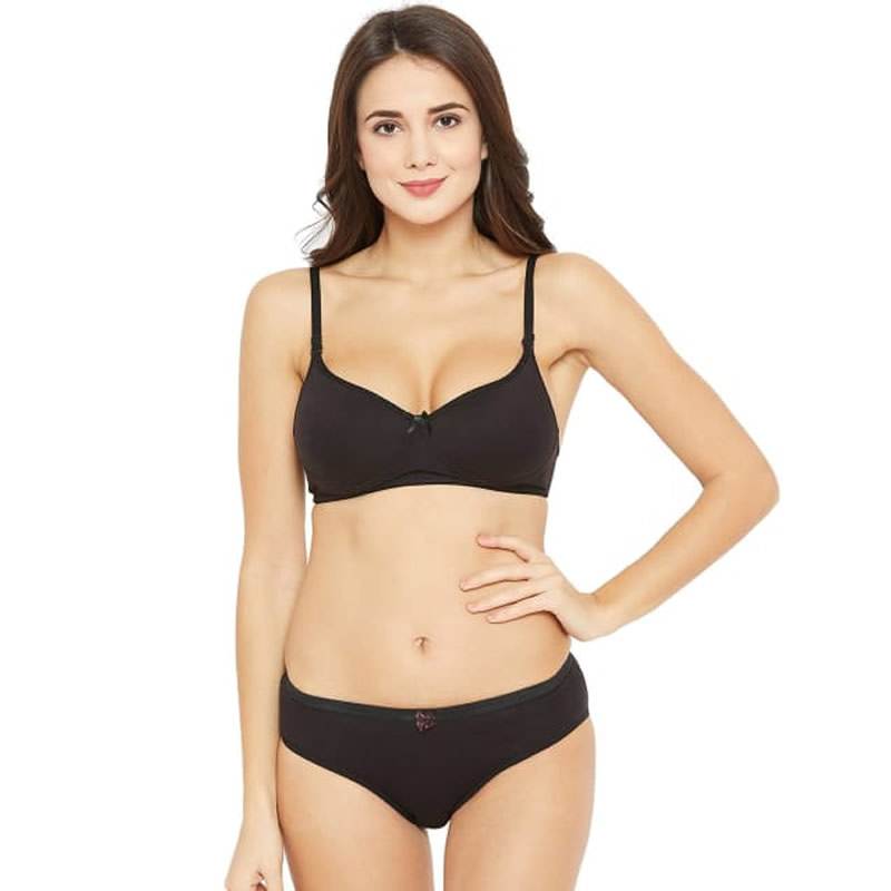 Buy Non-Padded Non-Wired Full Coverage Bra in Black -100% Cotton