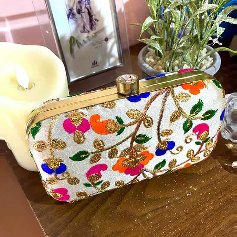 TOOBA Handicraft Party Wear Hand Embroidered Box Clutch Bag Purse For  Bridal, Casual, Party, Wedding : Amazon.in: Fashion