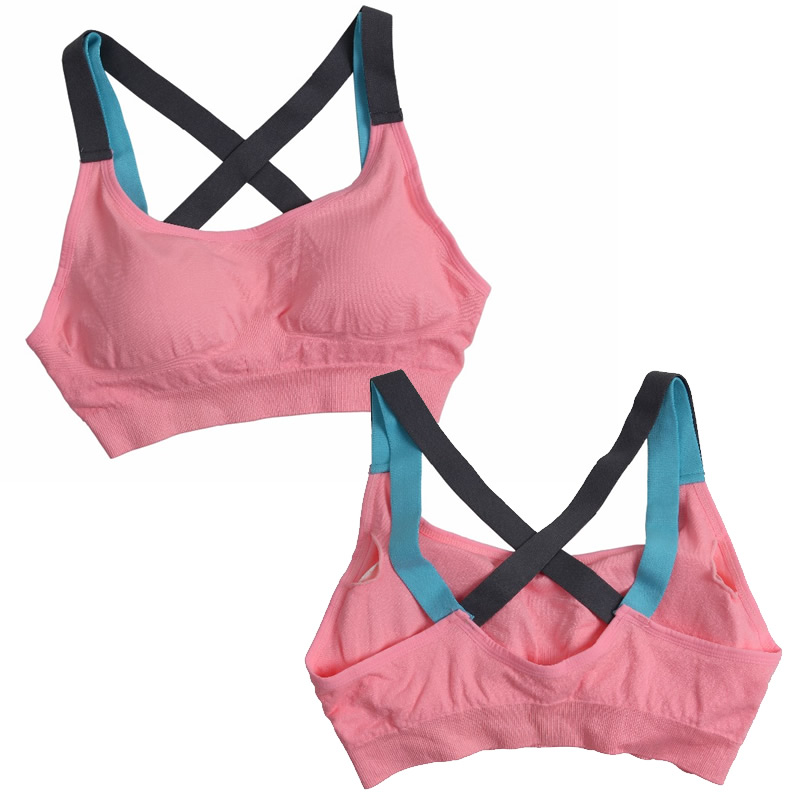 Fancyskin Strappy Sports Bras for Women Cross Back Sexy Padded Yoga Bra Tops  Cute Activewear Pink Slash XS