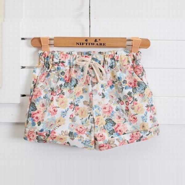 Floral Elastic Waist Drawstring Shorts, Western Wear, Shorts & Skirts ...