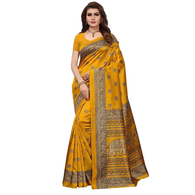 Littledesire Art Silk Printed Saree With Blouse, Ethnic Wear, Sarees ...