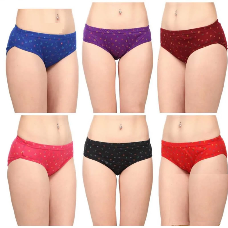 Cotton Printed Daily Wear Panty Pack of 6, Lingerie, Panties Free Delivery  India.