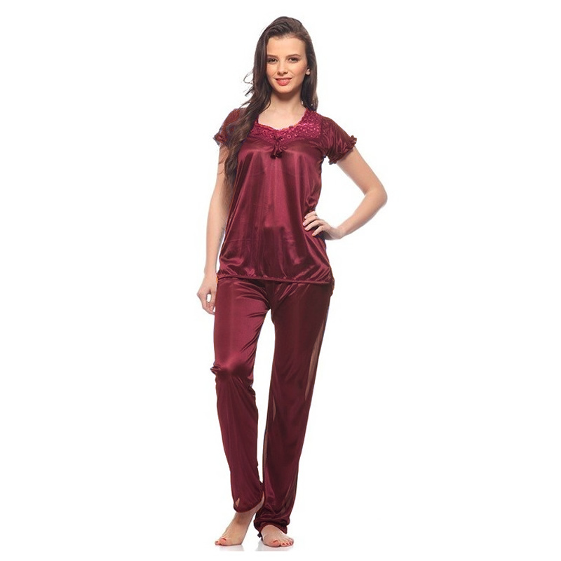 Littledesire Satin Lace Plain Nightwear Suit, Lingerie, Satin Nighty Free  Delivery India.