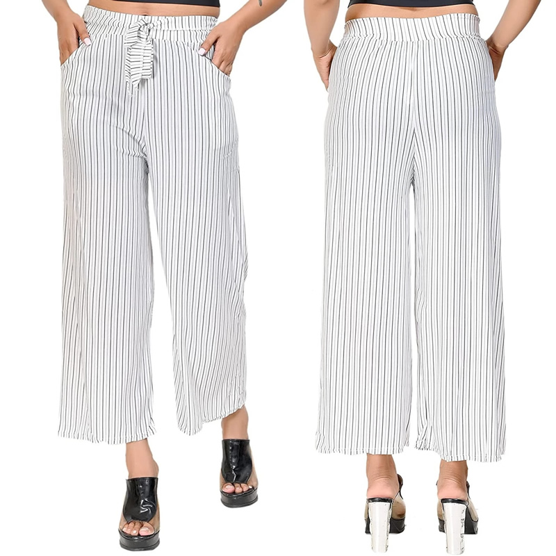 Annabelle by Pantaloons Black Striped Palazzos