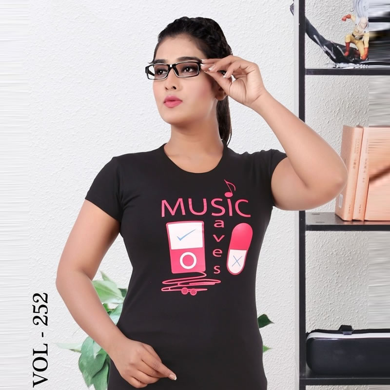 Littledesire Printed Cotton Half Sleeve Black T-Shirt, Western Wear,  T-Shirts Free Delivery India.