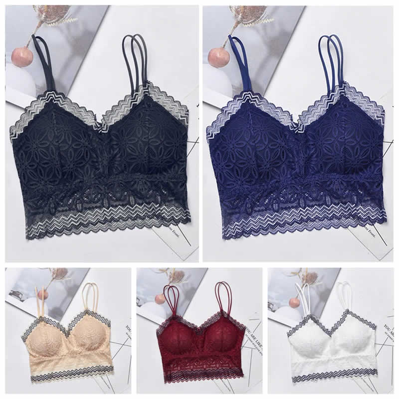 3 Pcs Fashion Women Padded Push Up Lace Triangle Bralette Bra Lingerie  Underwear