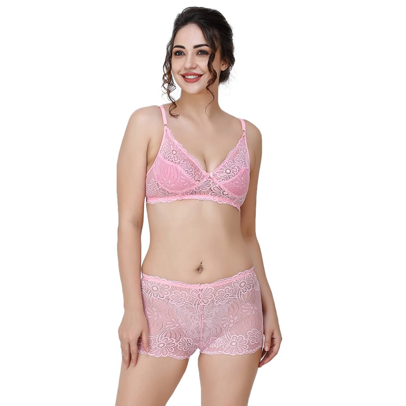 NEW LADIES 2 PC BRA & PANTIES SET with a lot of lace by paris pinkboyshortS