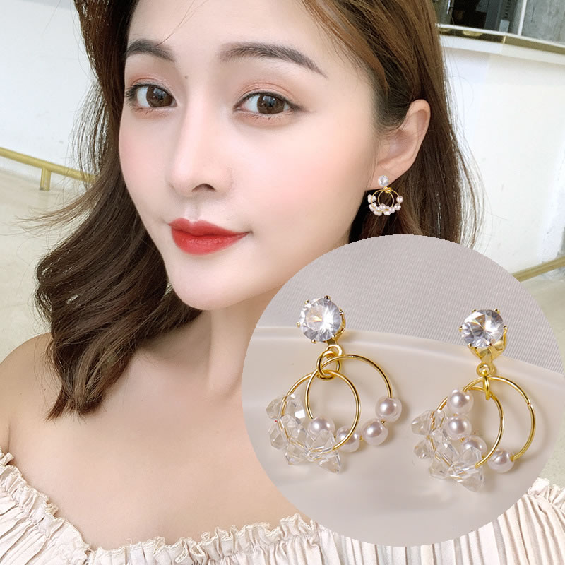 Vembley Korean Silverplated Floral Stone Studded Ear Cuff With Long Chain  Threader Earrings For Women And Girls 2PcsSet  Amazonin Jewellery