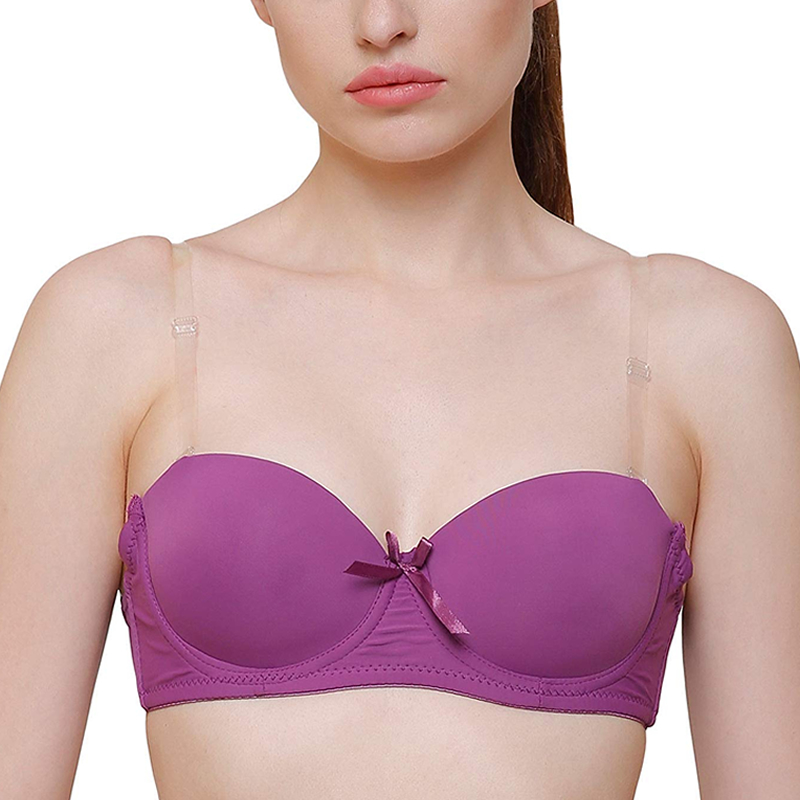 Invisible Underwire Bra For Women - Push Up, Solid Transparent, Back Closure