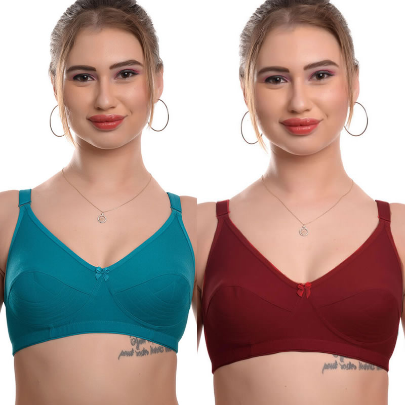 Buy Khuby 1152/304 C Cup Full Support Hosiery Cotton Double Layer Super  Comfy Bra for Daily use All Season.Soft Material Giving Smooth fit. (Combo  of