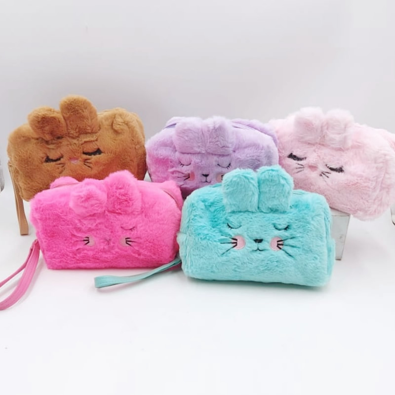 Faux Fur Cute Travel Zipper Makeup Pouch, Bags & Wallets, Travel & Makeup  Pouches Free Delivery India.