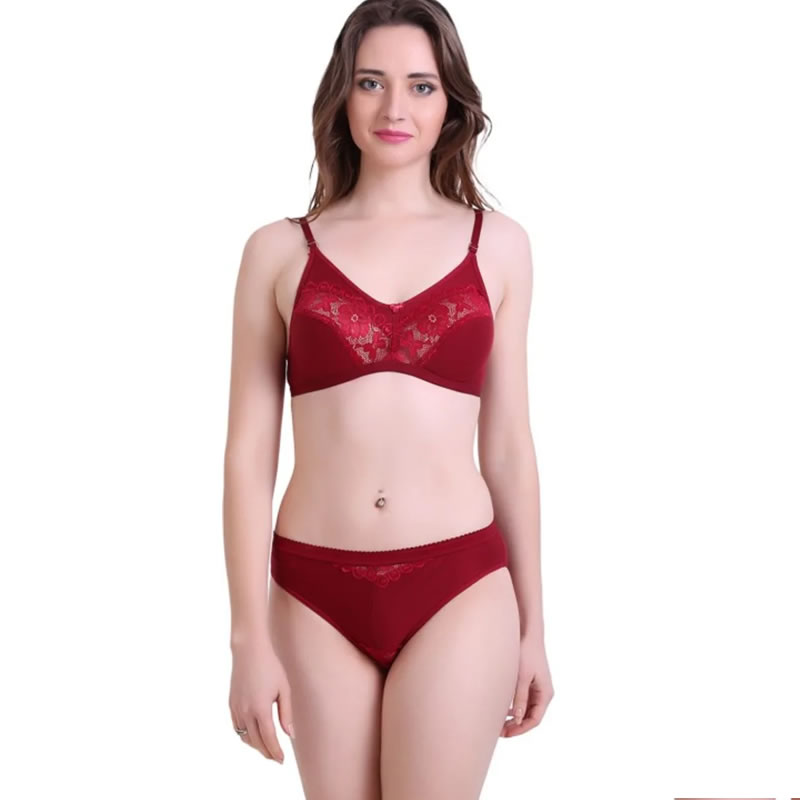 Floral Lace Maroon & Black Lingerie Sets Pack of 2, Lingerie, Bra and Panty  Sets Free Delivery India.