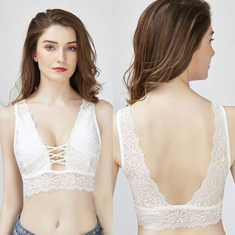Floral Lace Deep V-Neck Full Padded Crop Bralette Top, Lingerie, Sports Bra  Free Delivery India.