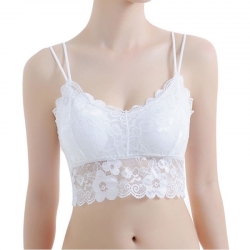 Littledesire White Double Straps Lace Crop Tube Top 