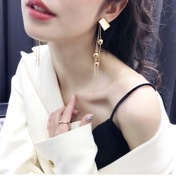 Latest Design Gold Plated Tassel Long Earrings 