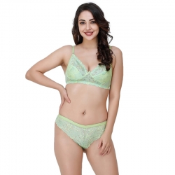 Net Floral Light Green Bra Panty Set at Rs 220/set in Ghaziabad