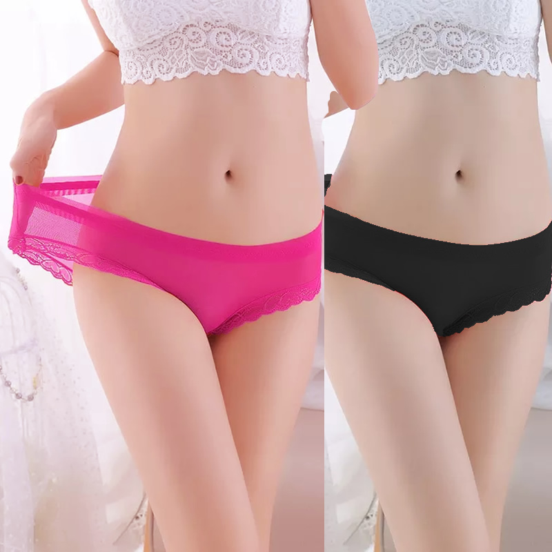 Sexy Ladies See-through Plus Size Bra Low Waist Panties 2pcs