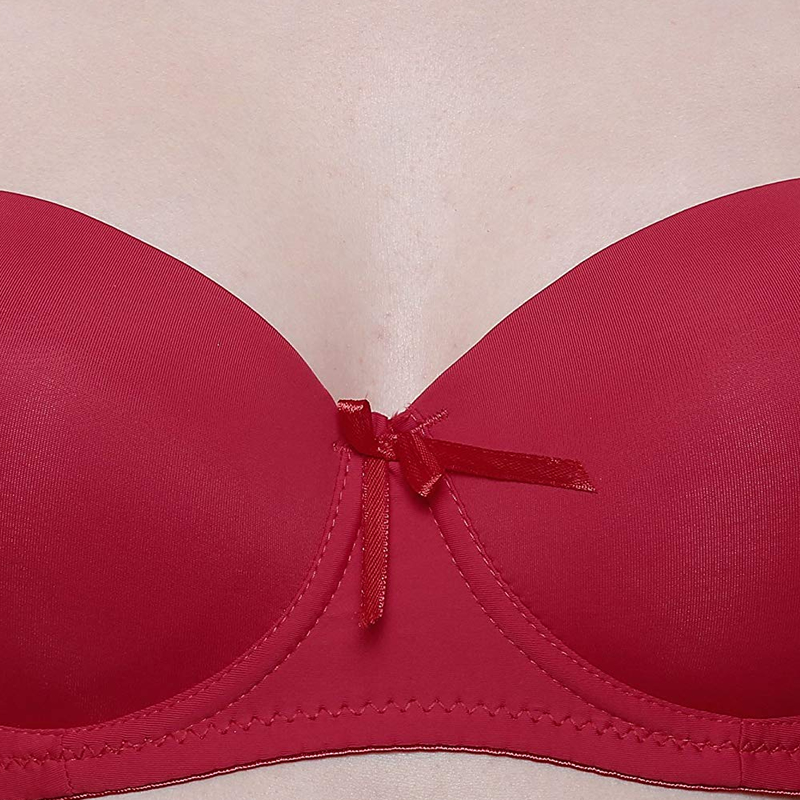 shyaway Maroon Solid Underwired Lightly Padded Push-Up Bra SC055